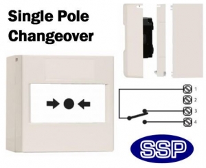 Door Release/Shut-Off Button single pole changeover (Surface) White-02 ...