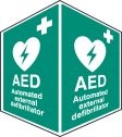 AED emergency defibrillator projecting sign