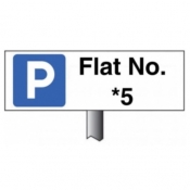 Flat No. x Parking Sign On Spiked Post