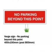 Verge sign - No parking beyond this point 450x150mm (post 800mm)