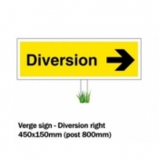 Verge sign - Diversion right 450x150mm (post 800mm)